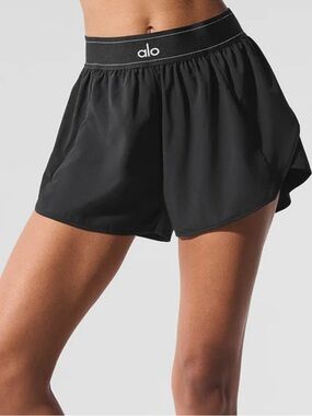 ALO Yoga Black Athletic Split-Hem Running Shorts
